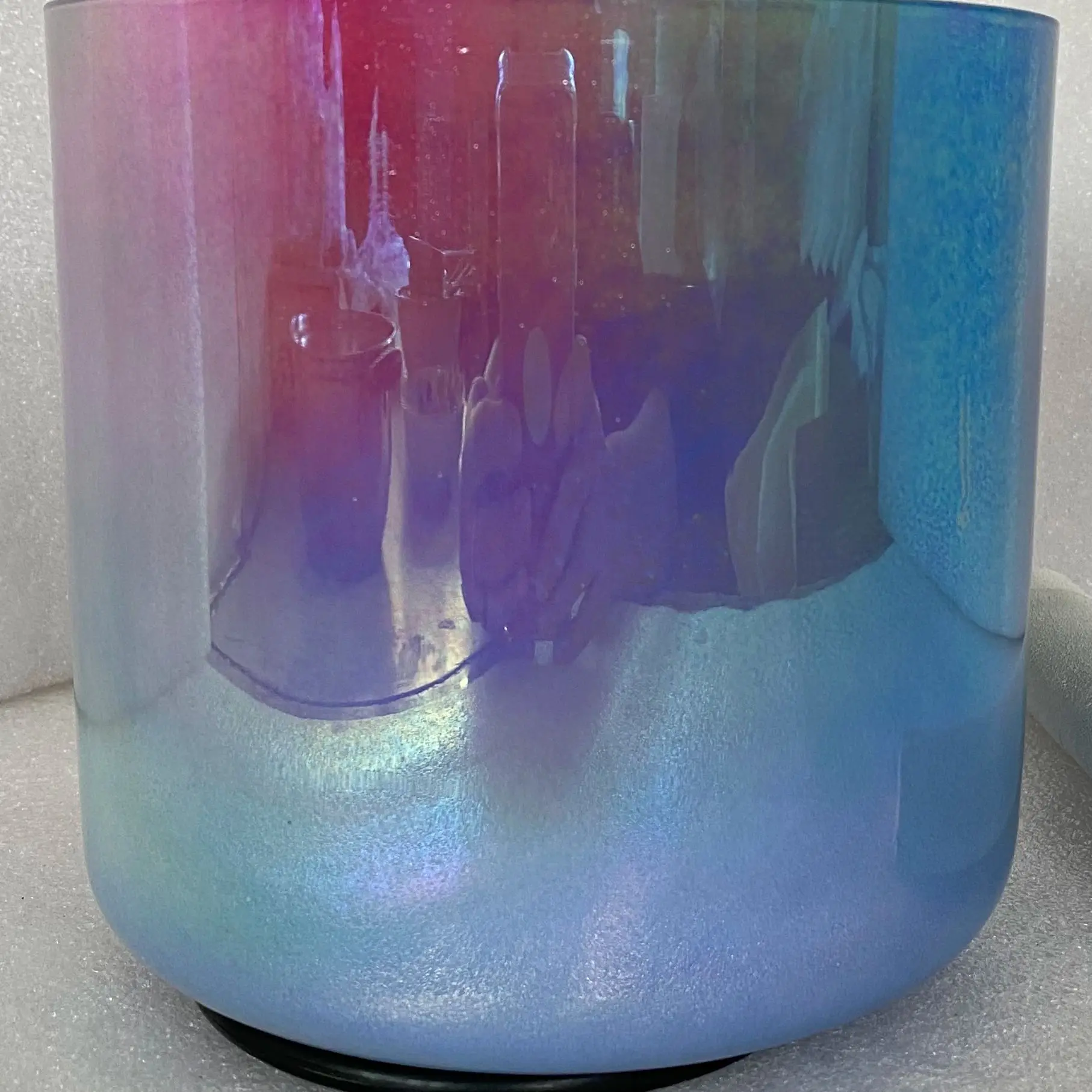 Alchemy color Crystal sing bowl 3th octave 432hz G note Throat chakra or G# note Thyroid chakra straight wall flat bottom bowl