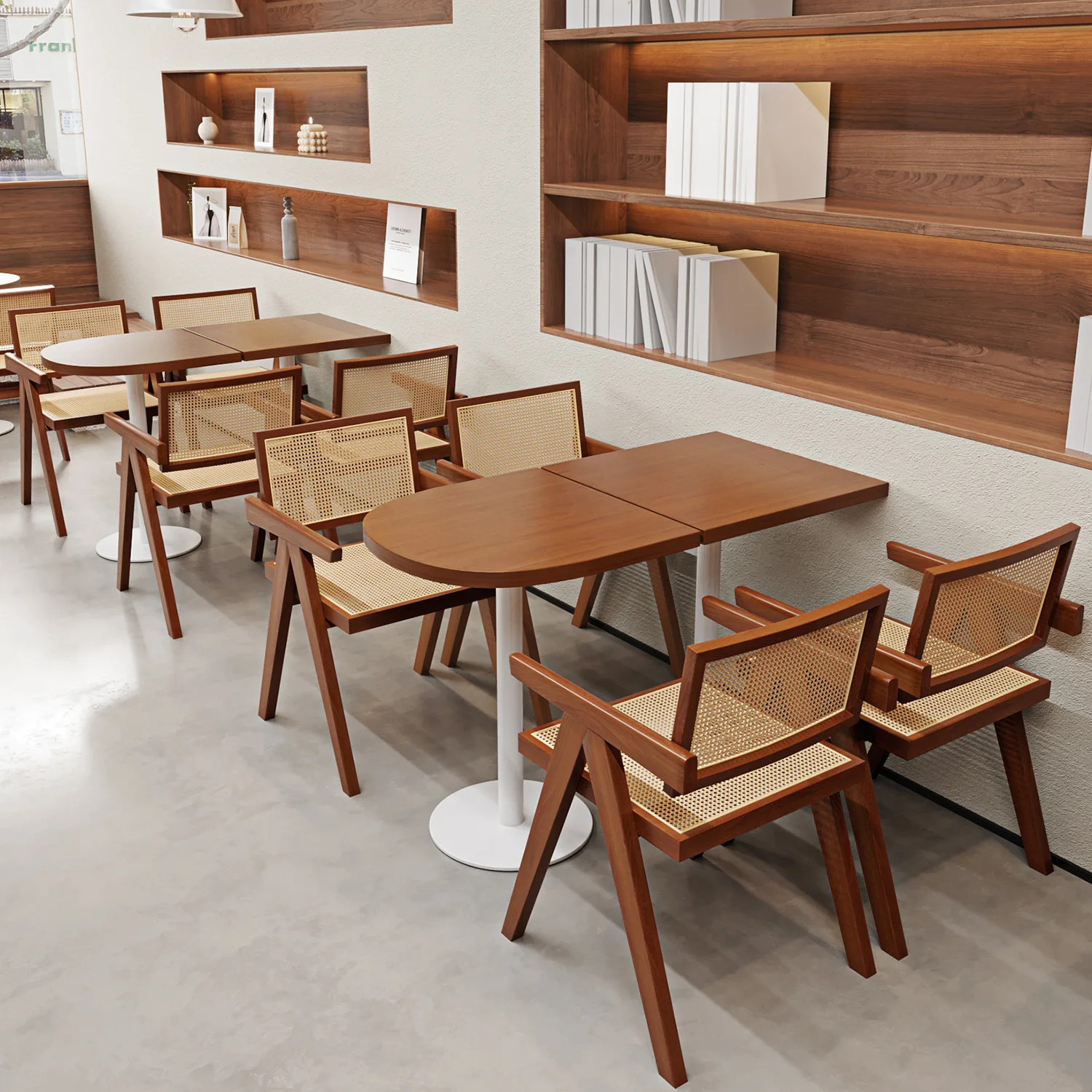 

Cafe solid wood leisure reception restaurant milk tea shop table and chair combination