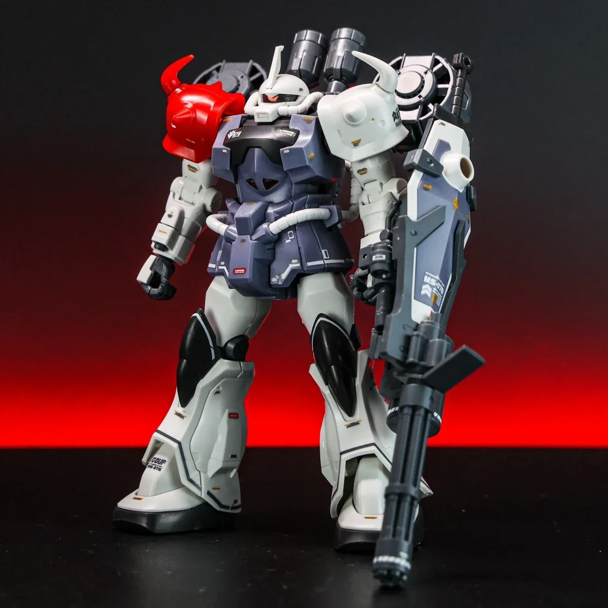 STAR HGUC 1/144 MS-07B-3 Gouf Custom White Leader Color Model Kit With Gatling Gun Shield Flight Backpack And Water Slide Decals