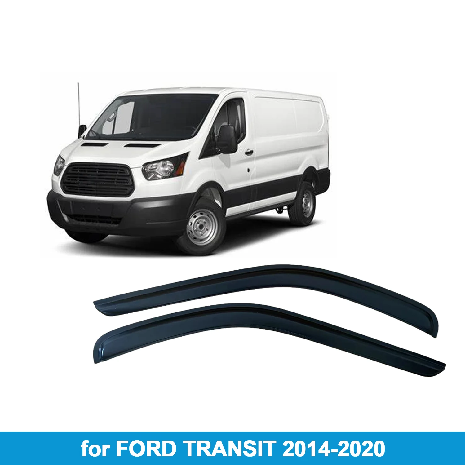 

Window Visor for FORD TRANSIT 2014-2020 Rain Guard Side Vent Deflector Weathershield Outside-Mount Tape On