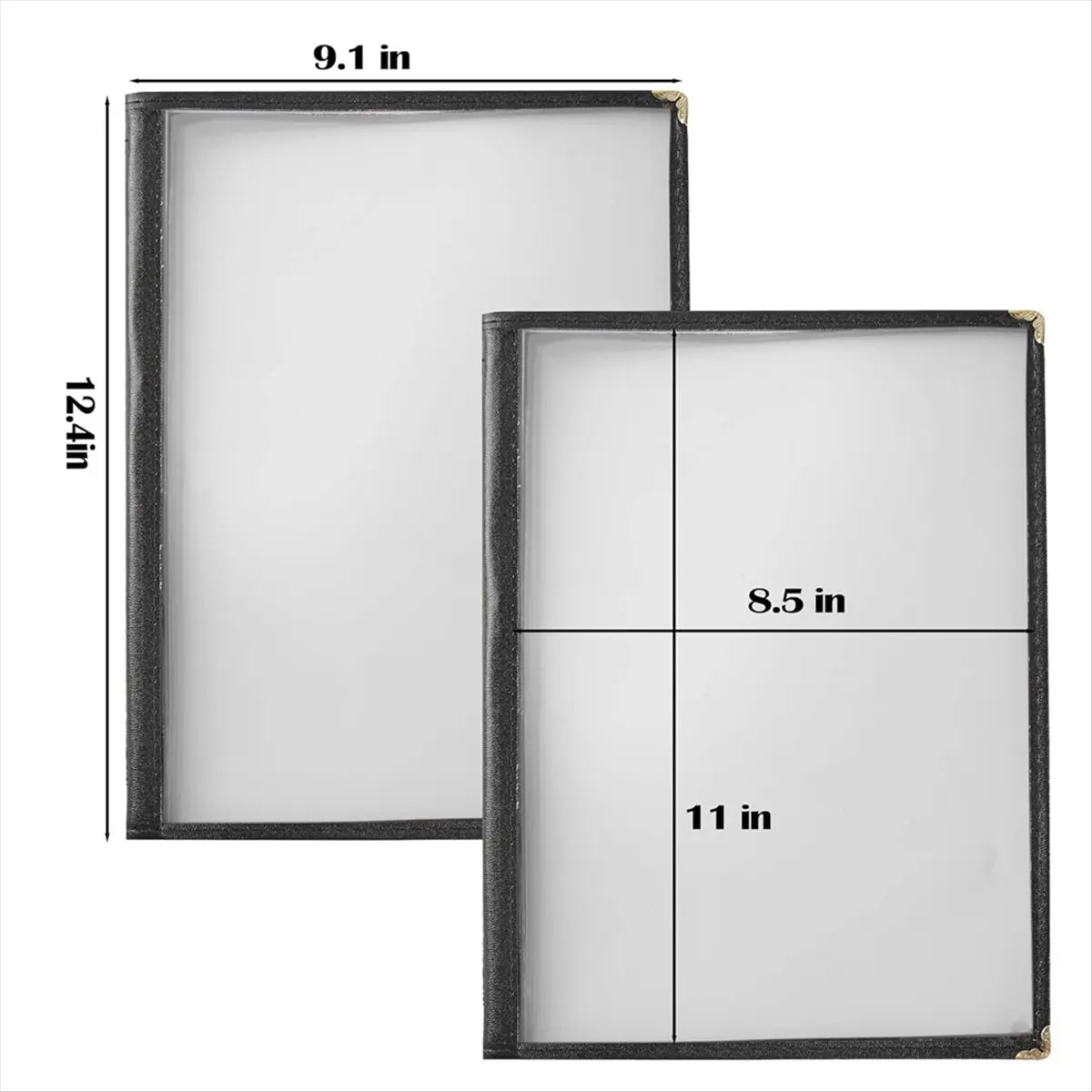 ABFW Menu Covers 8.5 X 11 Inch Restaurant Menu Holder 2PCS 4 Page 8 View Transparent Menu Sleeve,Fits A4 Size Paper
