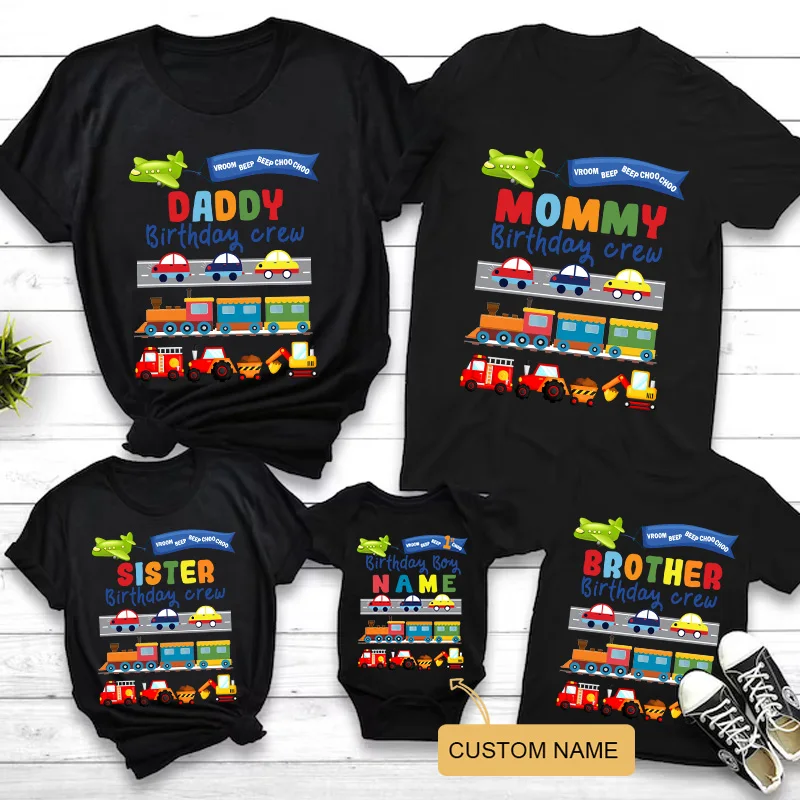 

Matching Family Outfits Tees Mommy Daddy Baby Boys Clothes Cartoon Train T Shirt Short Sleeve Kids Boy Girl Toddle Black T-shirt