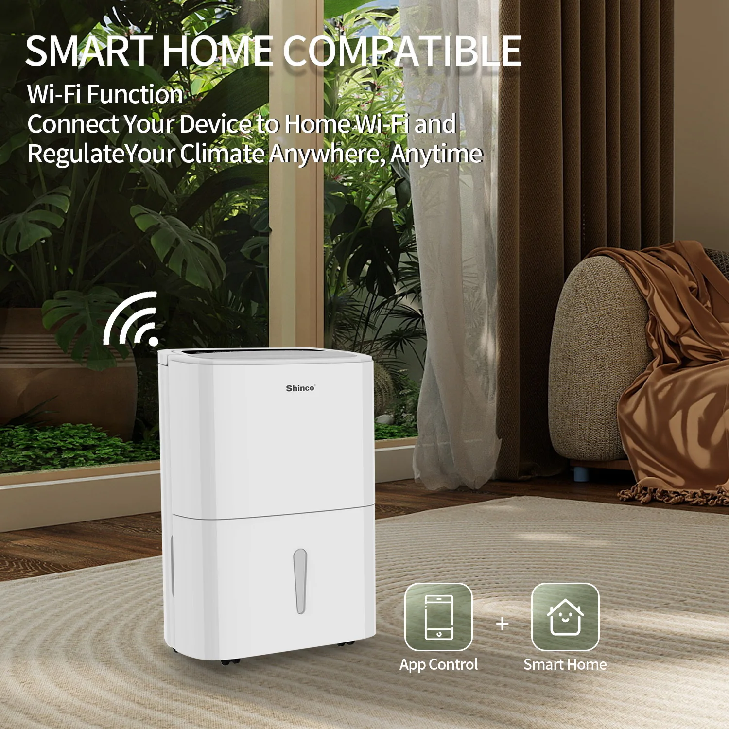 Shinco 150 Pints Energy Star Dehumidifier with WIFI for Large Spaces up to 7,000 Sq.Ft Built-in Pump, 1.85 Gallon Water Tank image 5