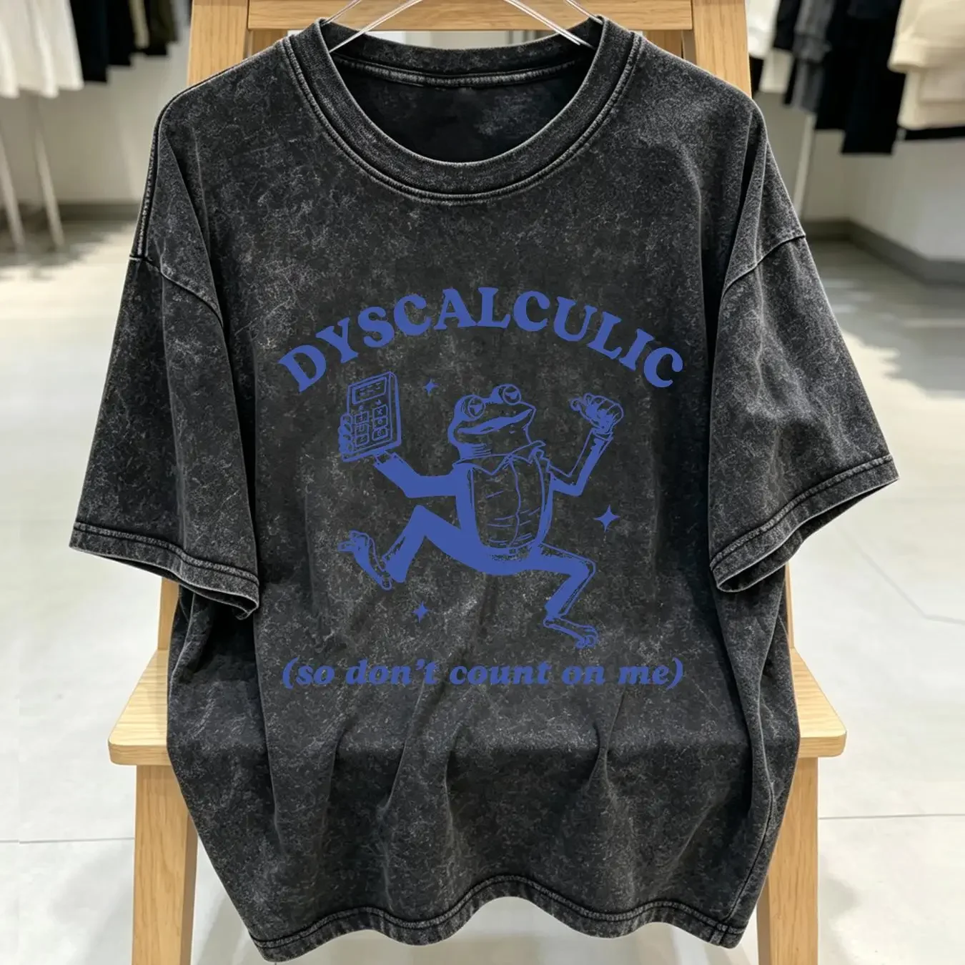 washed T Shirt Dyscalculic So Don't Count On Me Funny Dyscalculia Frog Dumb Y2k Stupid Vintage Cartoon Silly Meme vintage