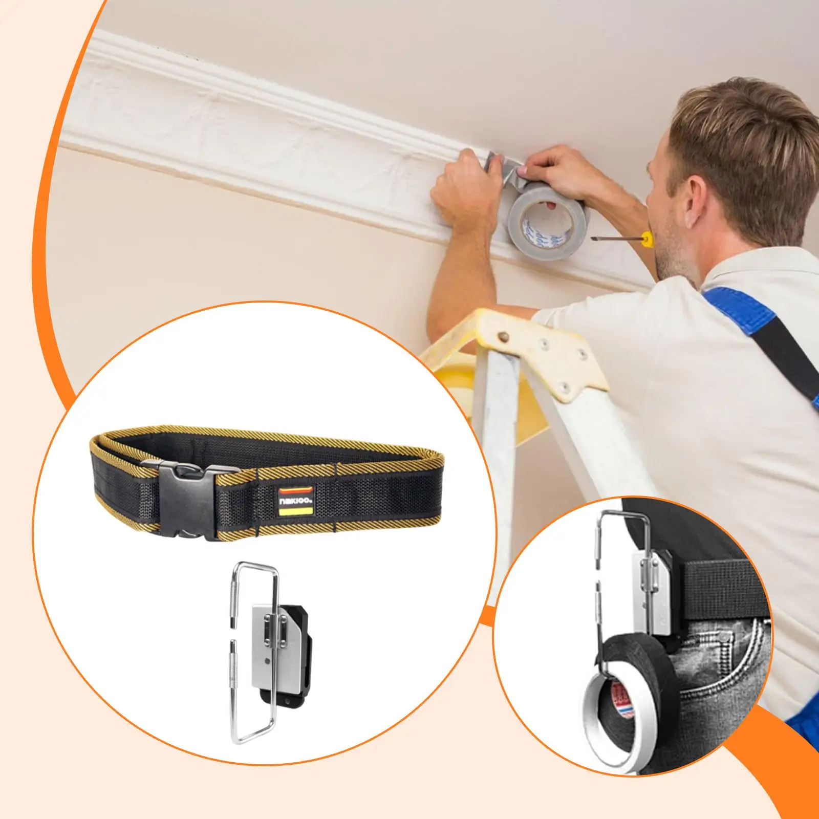 

Tool Belt Clip, Sturdy Attachment Easy to Install Tape Holder with Belt Tool Hanger for Woodworker