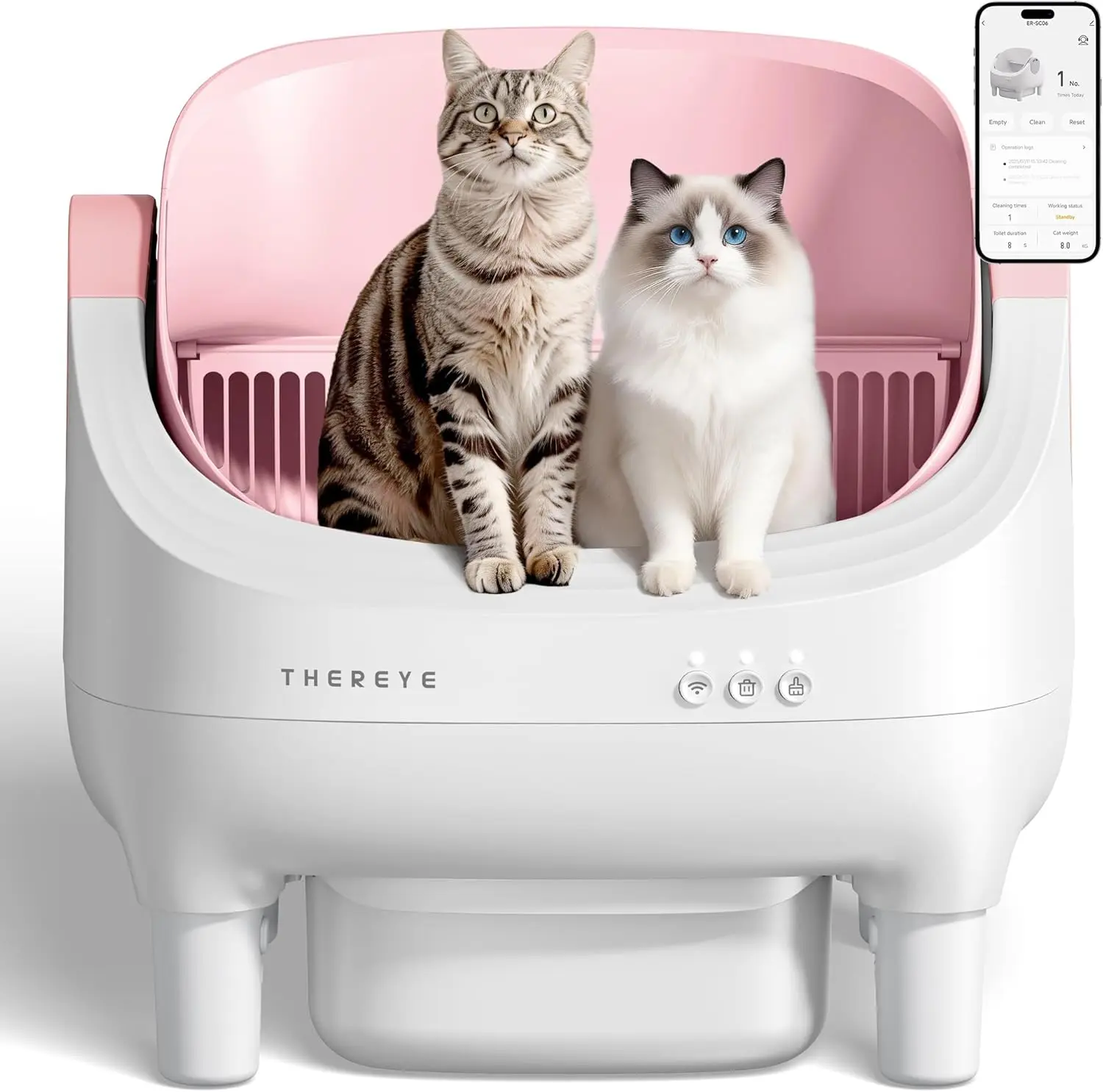 

Самоочищающийся кошачий туалет с открытым верхом, автоматический лоток с управлением через приложение, датчиком безопасности и большим контейнером для отходов объемом 10 л, размер S