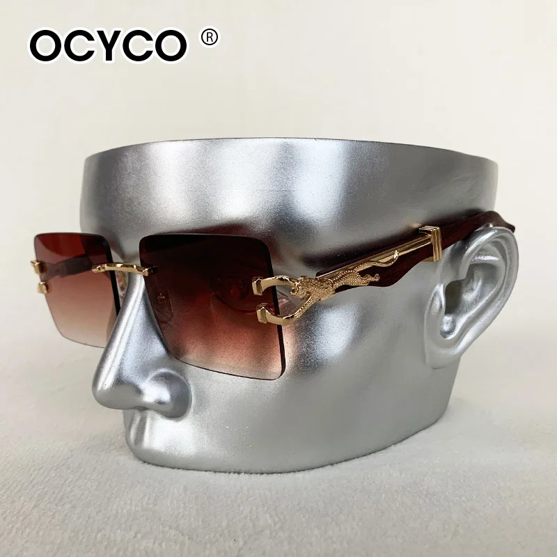 Mode Randlose Quadratische Sonnenbrille Für Mann Leopard Design Gradienten Sonnenbrille Frau Luxus Outdoor Brillen UV400 – Detail 8