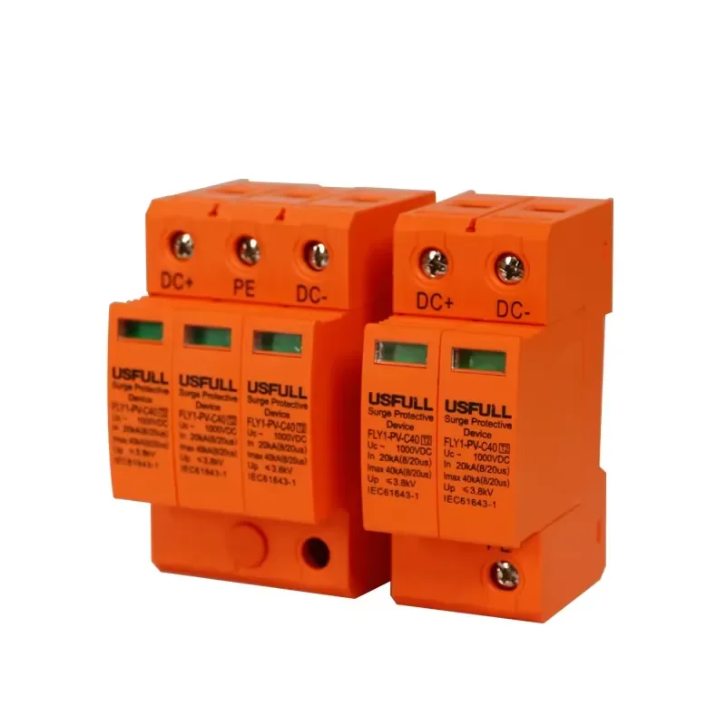 USFULL Surge Protection CE Approved 2P DC 1000V PV Surge Protector Suppressors SPD 20-40kA DC 400V Thunder Protect