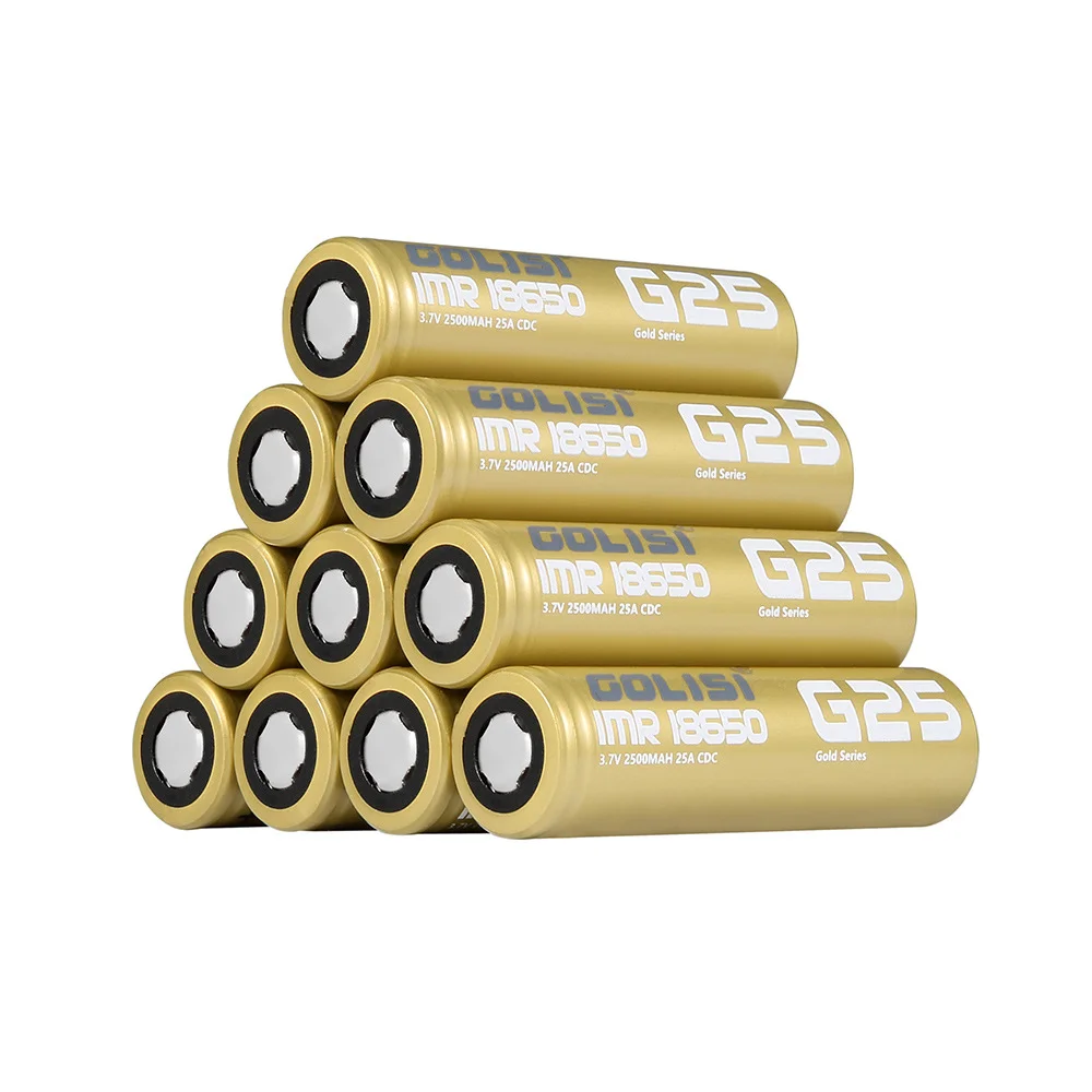 100% Original GOLISI G25 IMR 18650 Battery 2500mAh Rechargeable Battery Powerful 800 Times Cycle For Toy Camera