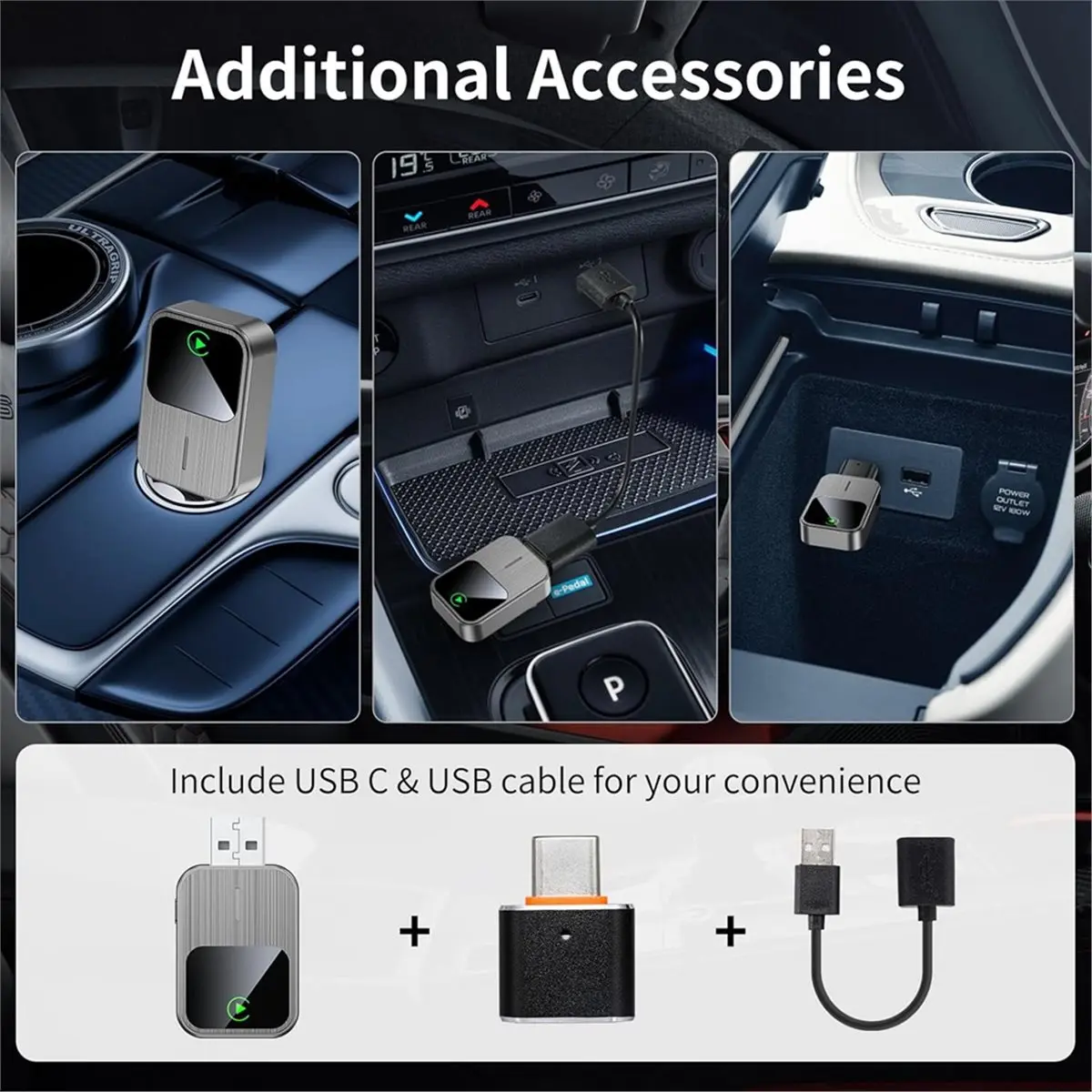 Wireless CarPlay Adapter Built-in Wired CarPlay to Car Play Wireless Fast Stable Connection Mini USB&Reset Button