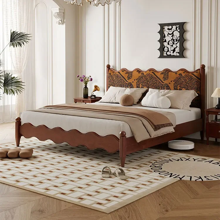 Da Sima, French-style Compound Chinese Antique Bed Middle Antique Bed High PC And Console Game Bedroom Double Bed Pure Ash Wood