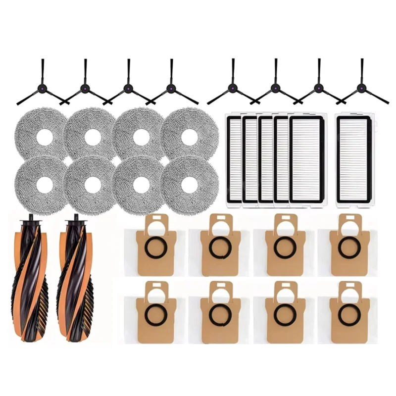 

【PASSIONE】Набор аксессуаров для робота-пылесоса JONR P20 PRO/T5 Pro - основная и боковые щетки, HEPA-фильтр, тряпка для уборки, мешок для пыли (32 шт.)
