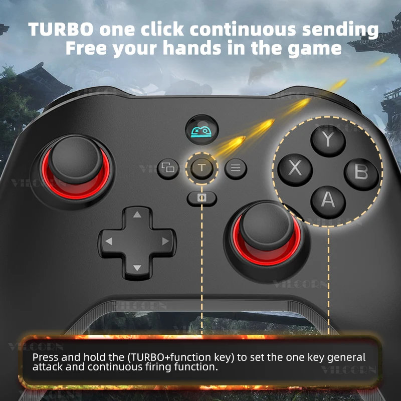 VILCORN PC Gaming Controller FPS Wireless Pro Gamepad For PS4 Switch Android IOS with Micro Motion Hall Trigger Joystick