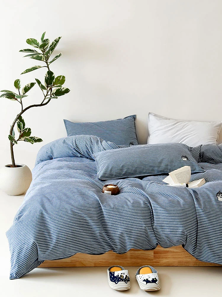 

Autumn Winter Color Woven Waed Pure Cotton Four Piece Set Embroidery Bed Skirt Anti Slip Spring Summer Original Design