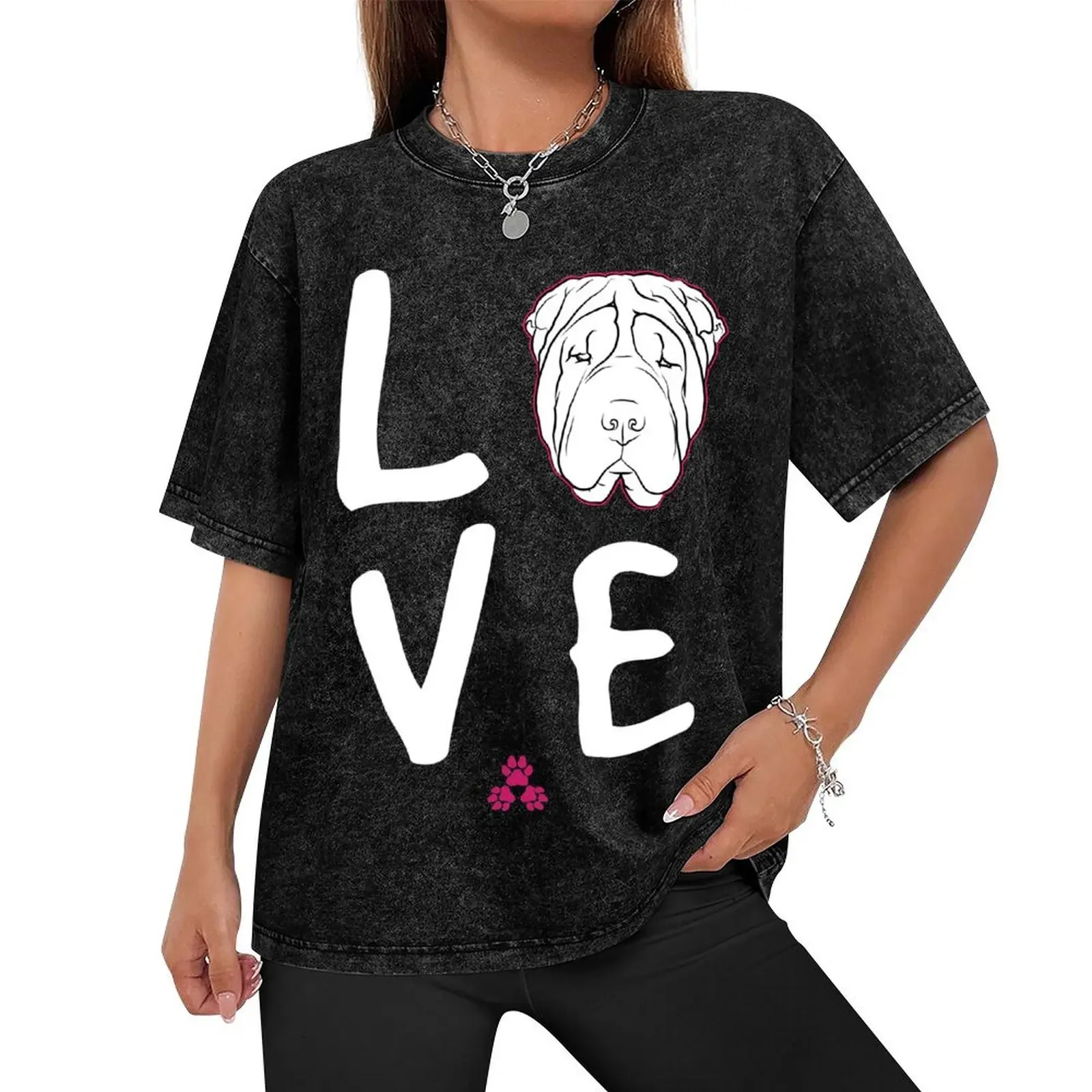 SHAR PEI Love T-Shirt quick-drying customs design your own mens graphic t-shirts big and tall