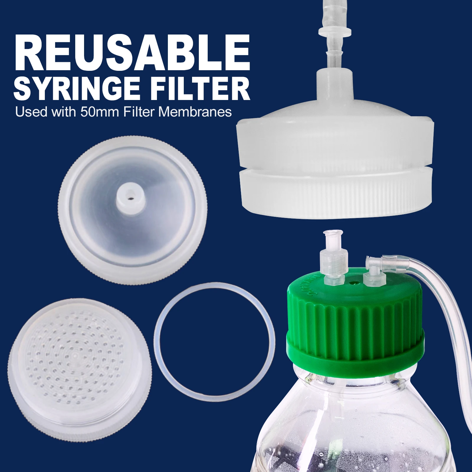 GL45 Sterile Vacuum Filter Cap with 0.22um PES Membrane,Bottle Top Reuseable  By KS-Tek