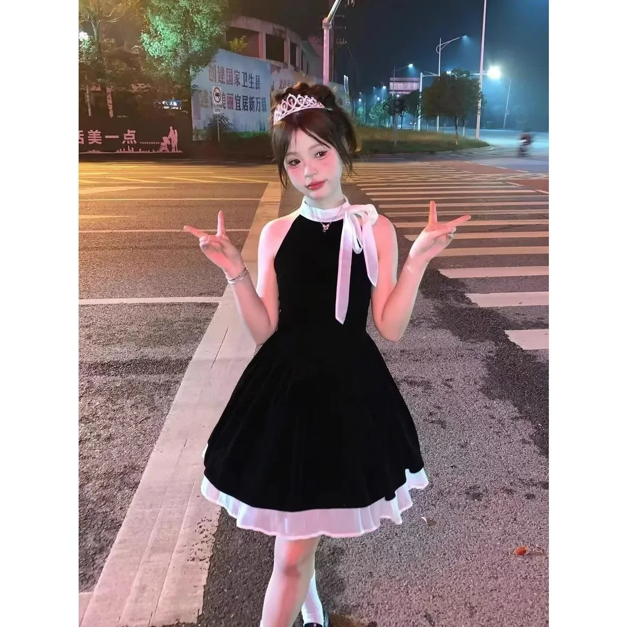 Vestidos sem mangas feminino aniversário sexy verão tule apliques oco cintura elástica queimado em camadas fairycore doce piquenique