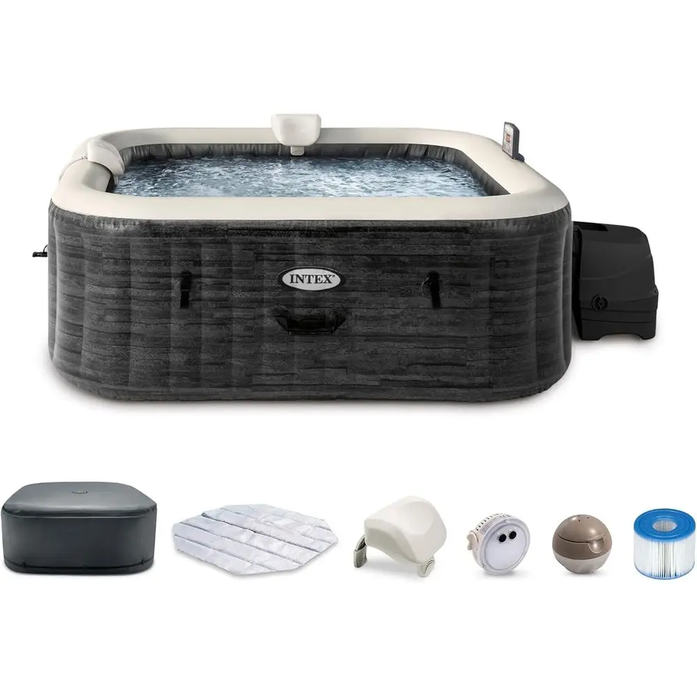 

6 Person Round Hot Tub with Bubble Massage, Energy Efficient & Saltwater Compatible, 77 x 28