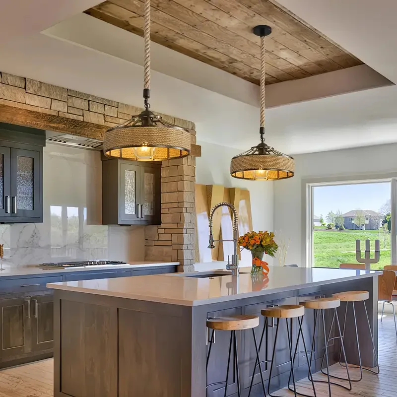 Retro-Industriestil Jurte Loft personalisierter Hanfseil Kronleuchter Bekleidungsgeschäft Grillgeschäft