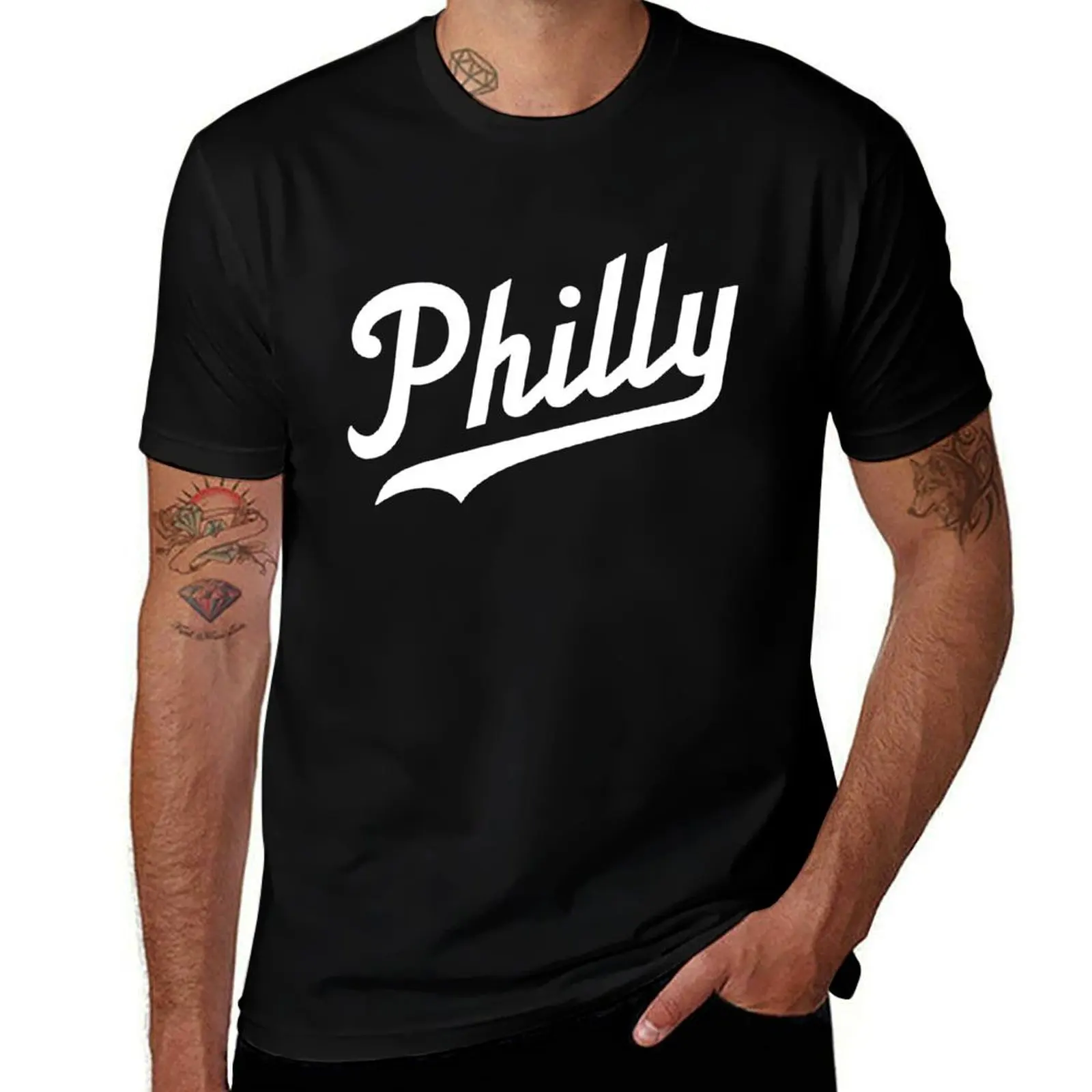 Philly Script - Green/White T-Shirt funny t shirts cotton T-Shirt