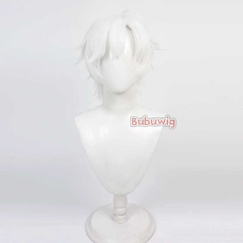 Bubuwig Synthetic Hair Xin Cosplay Wigs Game Strinova Xin 30cm Fashion Short Straight White Men Party Cos Wig Heat Resistant