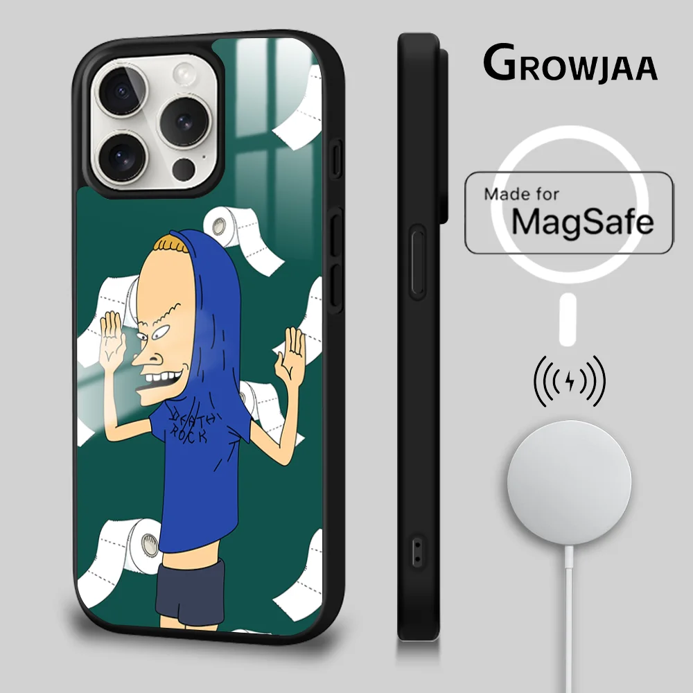 Cartoon B-Beavis And Butt-Head Phone Case For iPhone 16 15 14 13 12 11 Pro Max Plus Mini Magsafe Mirror Wireless Magnetic Cover