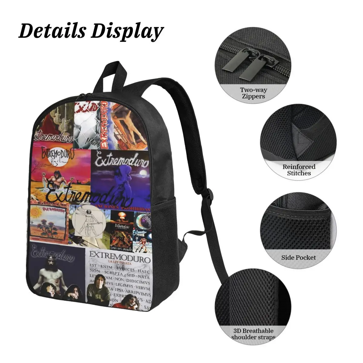 3Pcs Extremoduro Rock Band Tour merch Backpack Set for Children Pen Bags Bookbag Sets with Lunch Box For School Students Daypack