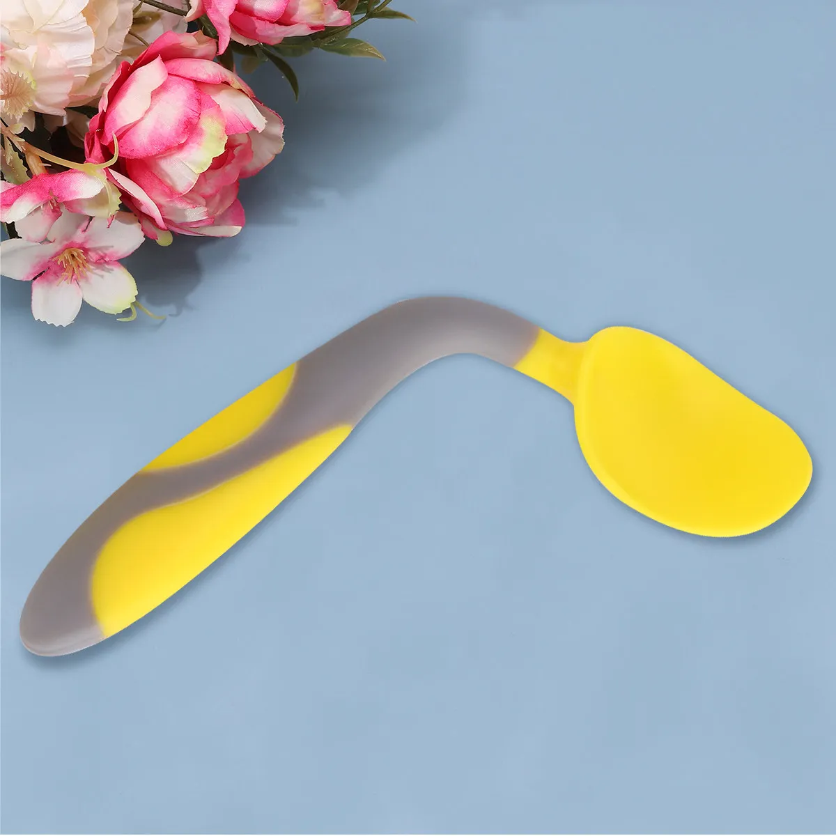 1Set Resistant Kid Eating Utensils Children Tableware Kids Training Curved Spoon Fork Easy Grip Bendable High Safe