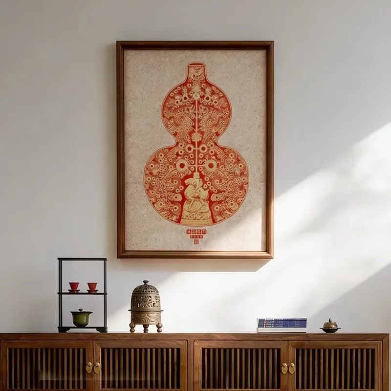 Original Han Dynasty Brass Pattern Calabash Painting Art Deco Chinese Aesthetics Cultural Art Birthday Living Room Wall