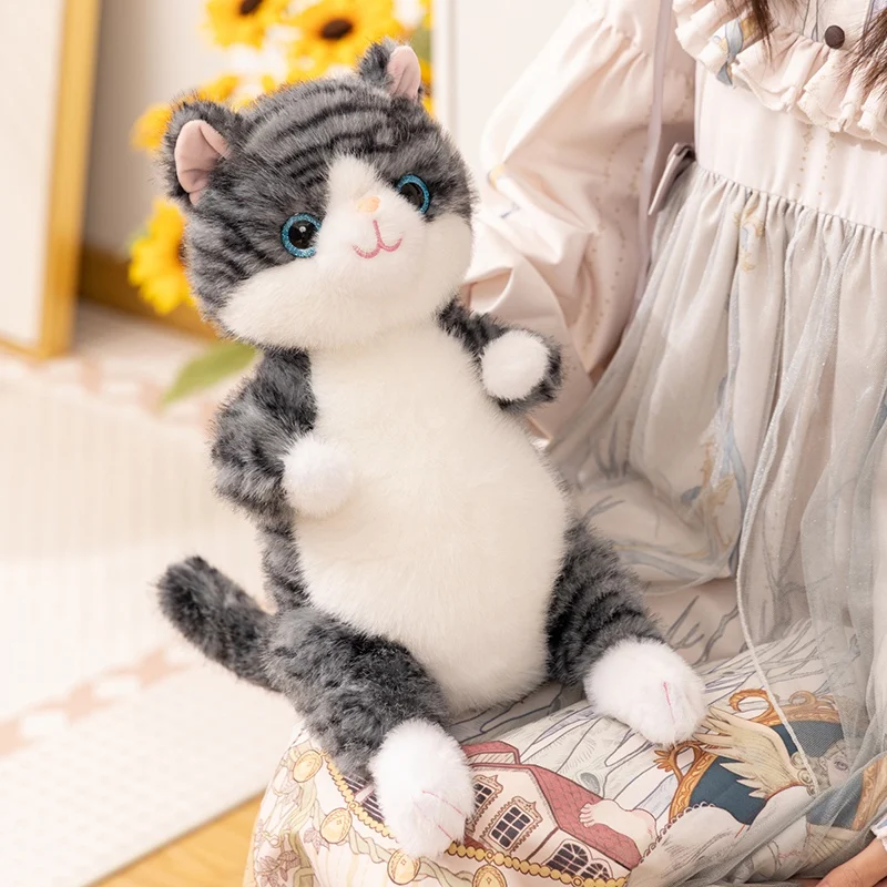 20/30cm dibujos animados lindo gato muñeco de peluche mochila simulación suave gato a rayas Animal relleno juguete decoración del hogar regalo para niños