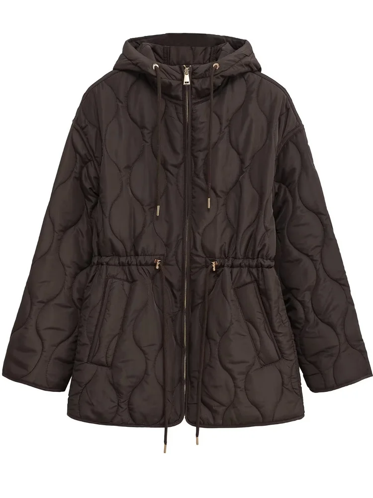 

Faionable Commuter Women's Cotton Jaet Coat with Waist-Cinching Design New Autumn 2025 Straight-Line Korean Sle Long Sl...