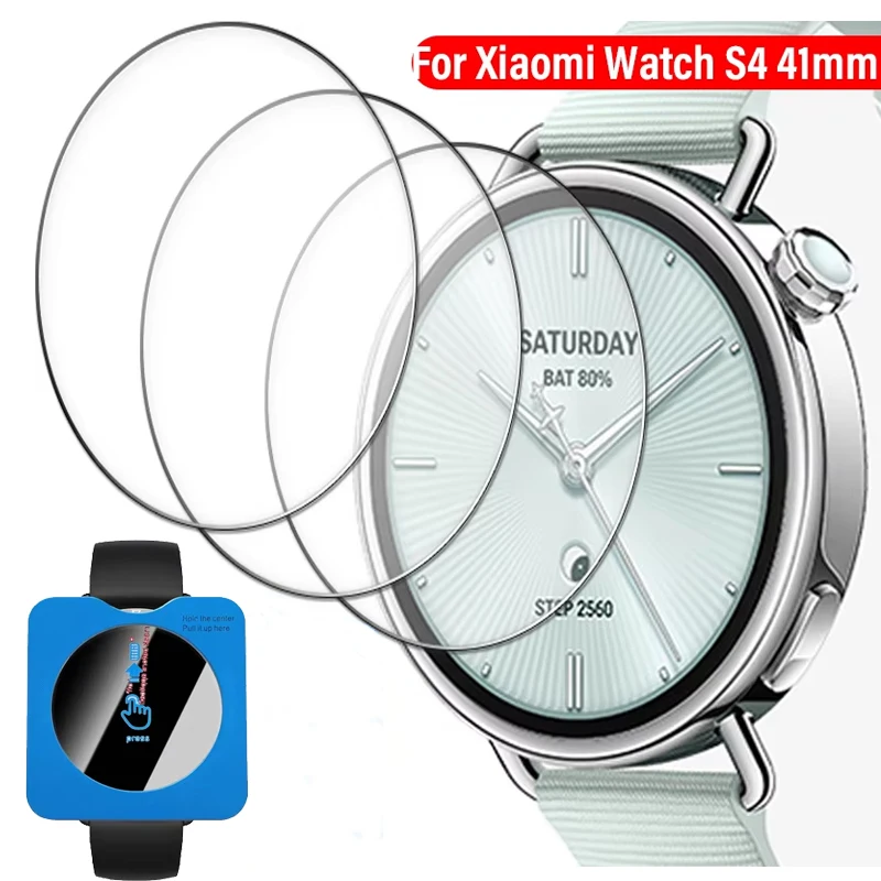 Displayschutzfolien für Xiaomi Mi Watch S4 41 mm, Härtegrad 9H, gehärtete Glasfolie mit automatischer Ausrichtungssatz für Xiaomi Watch S4 41 mm
