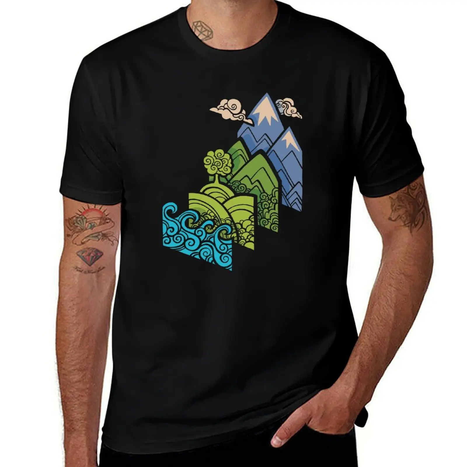 

How to Build a Landscape : Blue T-Shirt man t shirt designer t shirt man plain T-Shirt