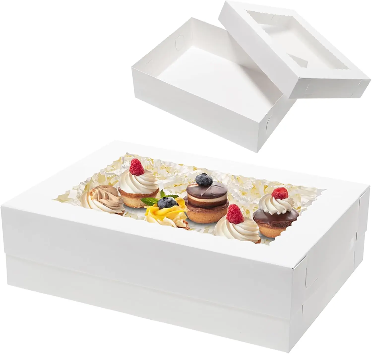 

Cake Boxes with Window 10pcs 14x10x4 Inch Large Rectangle Bakery Boxes for Sheet Cakes, Cupcakes, Donuts, Cookies, Pie Packaging