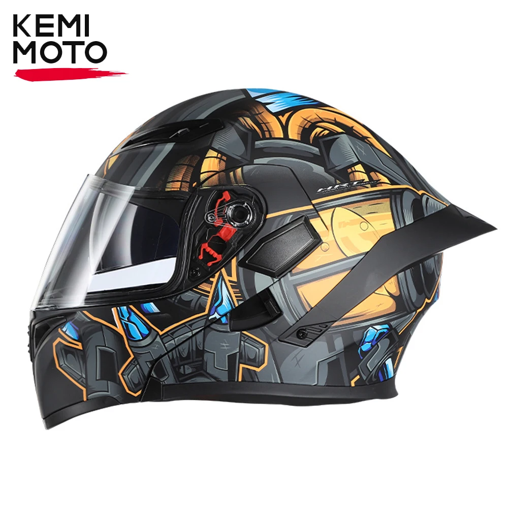 

Motorcycle Helmets Full Face Casco Moto Helmet Flip Up Dual Lens Visor DOT Approved Motorbike Helmet for Men and Women