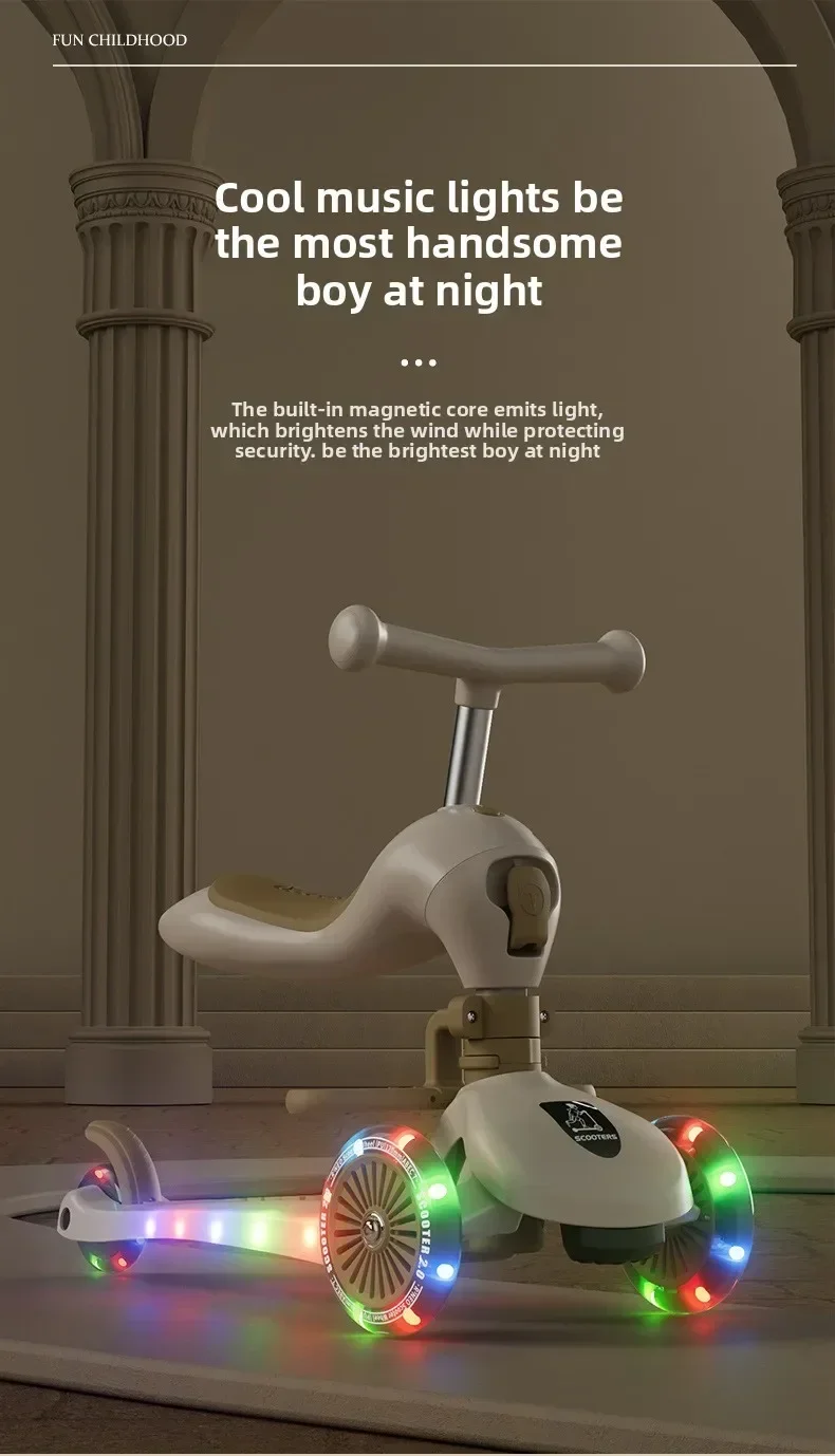 سكوتر Voor Kinderen Vouwen 3 Wiel لوح تزلج Driewieler Baby Draagbare Kinderwagen Hoverboard Speelt Muziek Balans Multimodaal