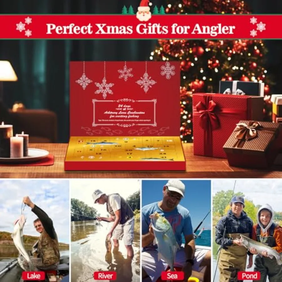 2025 Fishing Advent Calendar for Adult Men Teen Boys Exciting 24 Days Countdown with VIB Fishing Lures Set Ideal Xmas Surprise
