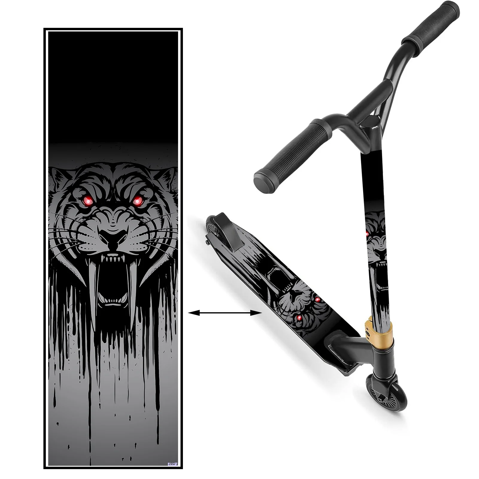 

1 матовая наклейка на скутер с изображением черно-серого тигра с красными глазами, матовая поверхность, наклейка на корпус скейтборда, персонализированная установка, ПВХ