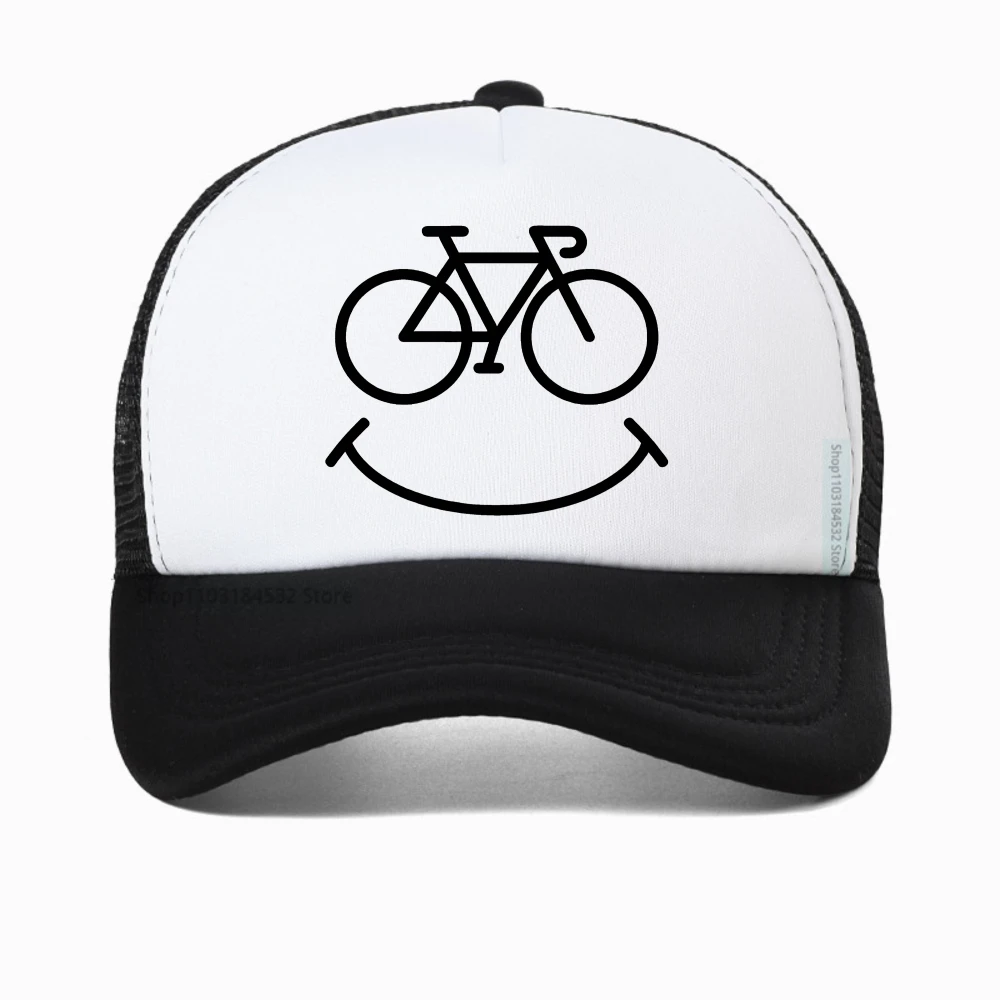 

Bike Smile Print Graphic baseball cap Summer Casual For Men Women Breathable sun hat fashion mesh adjustable snapback hat