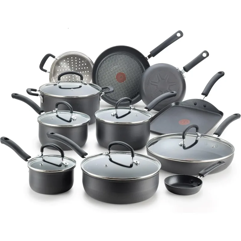 Nonstick Cookware Set 17 Piece, Oven Broiler Safe 400F, Lid Safe 350F, Kitchen Cooking Set w/ Fry Pans, Saucepans