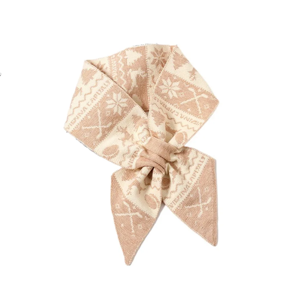 

Fashion Deer Winter Knitted Scarves Jacquard Bow Tie Women Scarf Keep Warm Korean Style Woolen Neckerchiefs New Year Gift