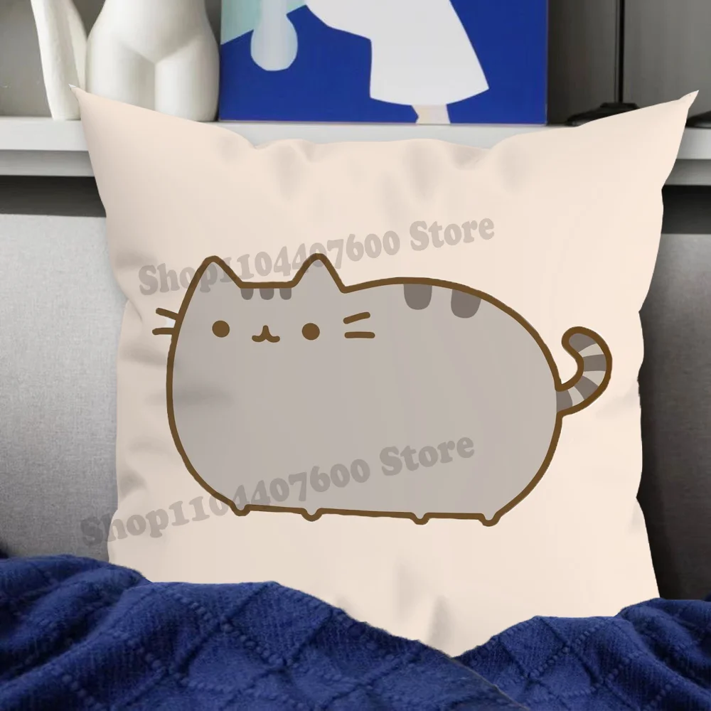 Kawaii Cat P-PusheenS Pillow Case For Home Bedroom Room Decoration Living Room Sofa Cushion Cover Suitable