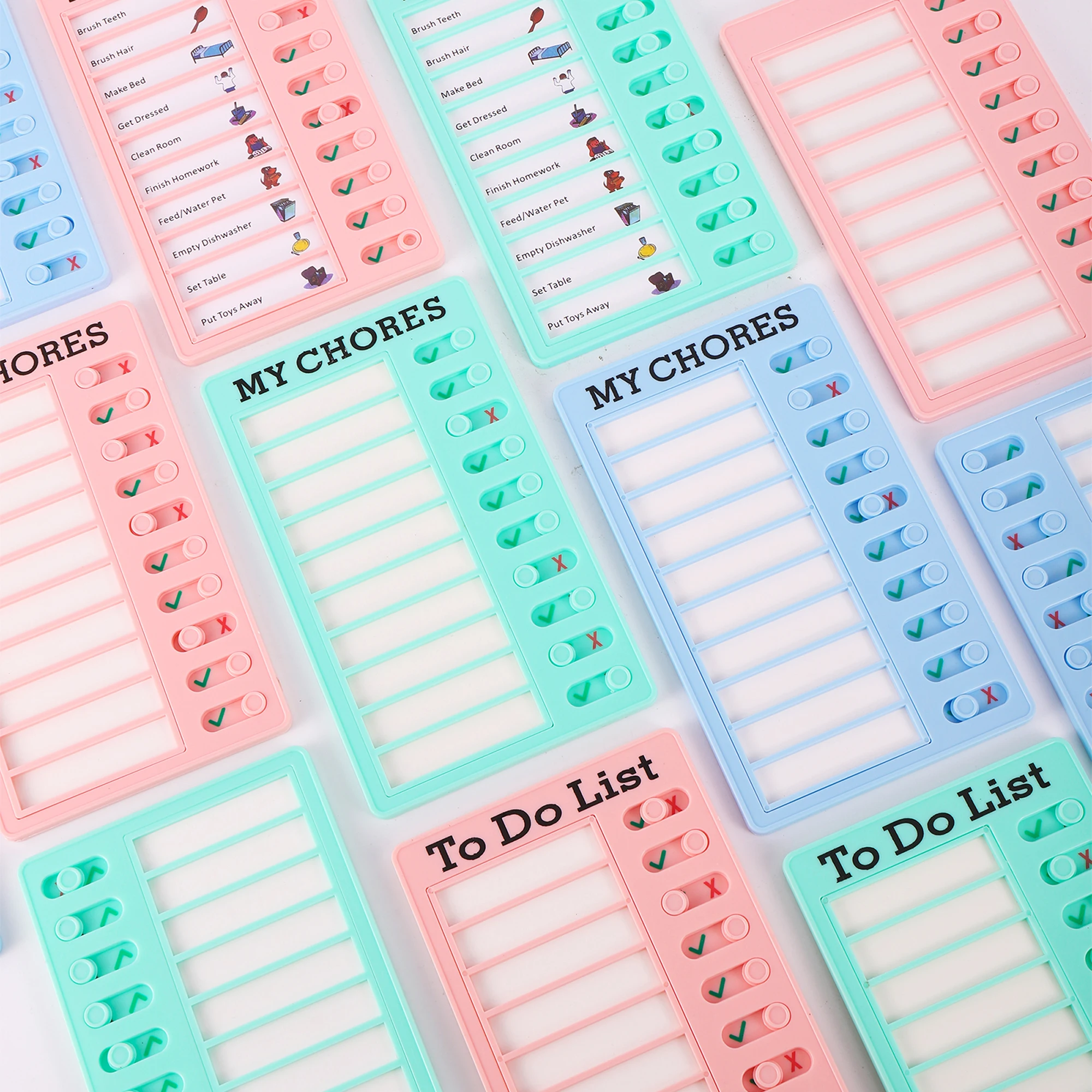 Reusable My Chores Checklist To-do-list Daily Planner Memo Plastic Board Self-discipline Clock Self-discipline/Progress Tracker