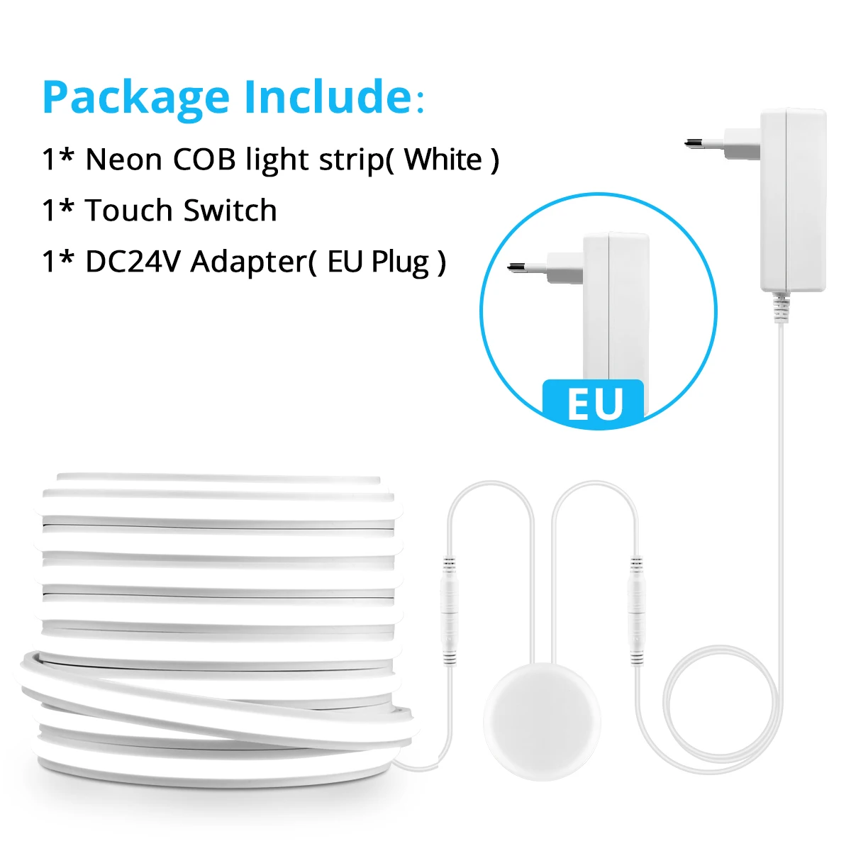 Solider Silikon-COB-Neonlichtstreifen IP65 Wasserdicht mit Dimmbarem Touch-/Handbewegungssensor-Schalter, DC24V für Schlafzimmer/Küche