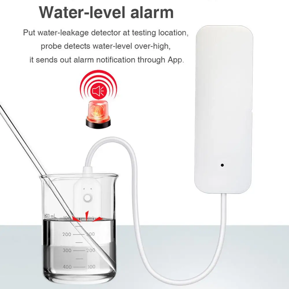 Tuya WiFi Smart Water Leak Sensor Water Overflow Level Detector Security Sound Alarm System Flood Leakage Sensor Remote Monitor