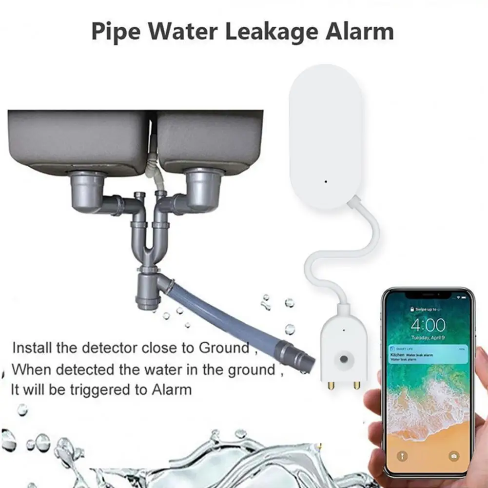 Zigbee Smart Water Leakage Sensor Leak Level Sound Alarm Detector Security Overflow Protection SmartLife App Remote Control