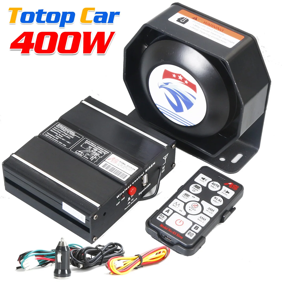 400W Car Warning Police Siren Vehicle Tone Ambulance Police Outdoor Safe Auto Alarm Horn 12V Super Loud Speaker 