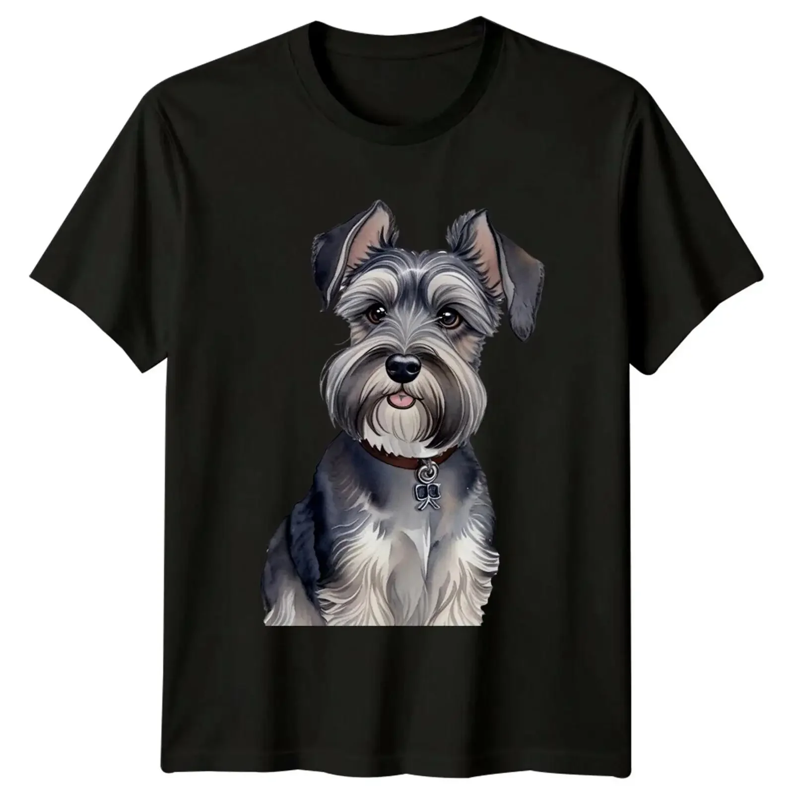 Cute Miniature Schnauzer Dog Breed Portrait Pet Animal T Shirt vintage Washed Versatile streetwear Casual designer clothes