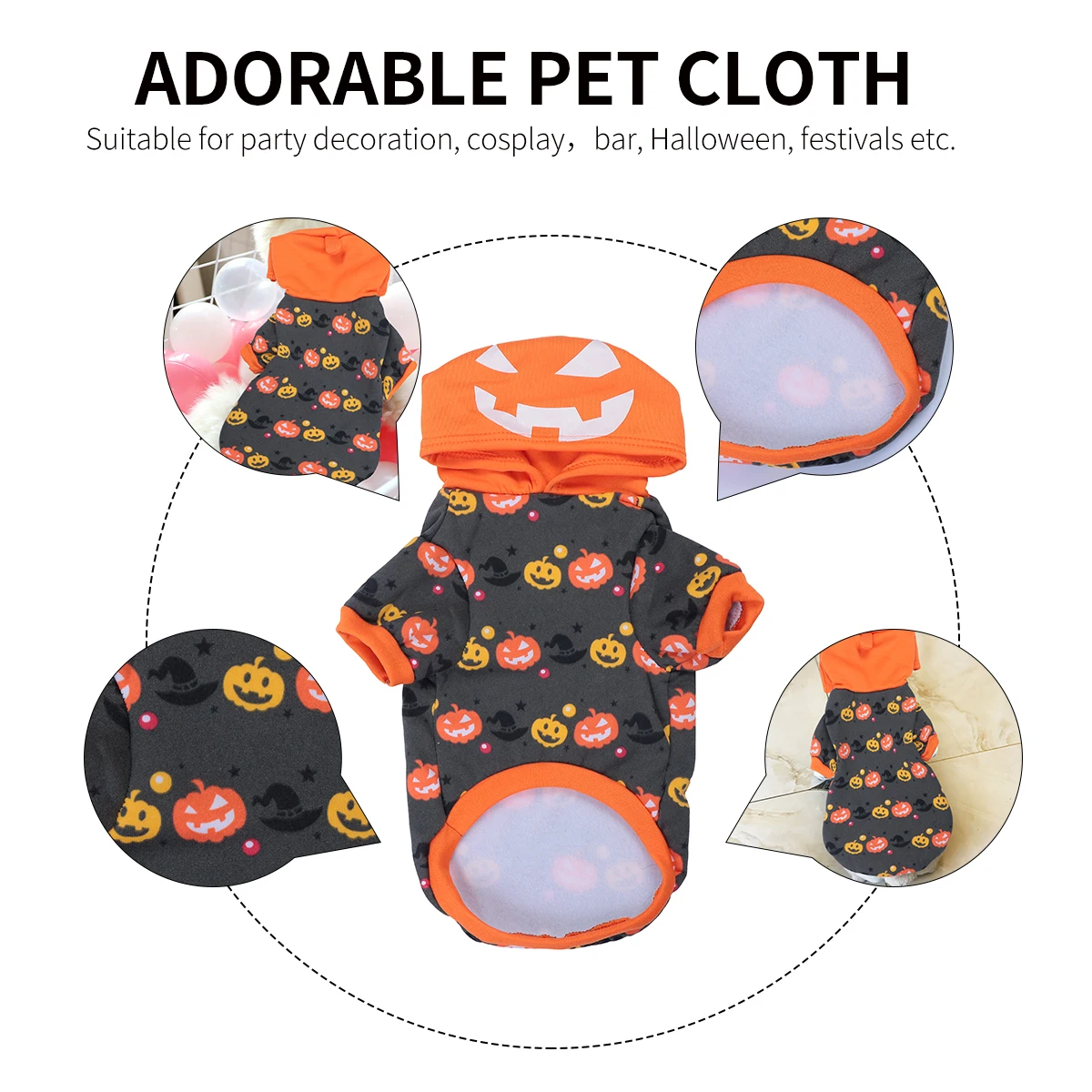 

Pet Pumpkin Hat Sweatshirt Costumes Coat Puppy Funny Clothes Demon Adorable Thicken Apparel Halloween