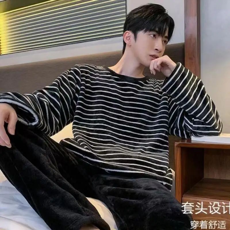 

Men's Winter Clothing Men's Pajamas Homewear Man Clothes Autumn Sportswear Teenager Coat Bath Clothes Casual Wear 2Pcs/set Y2K